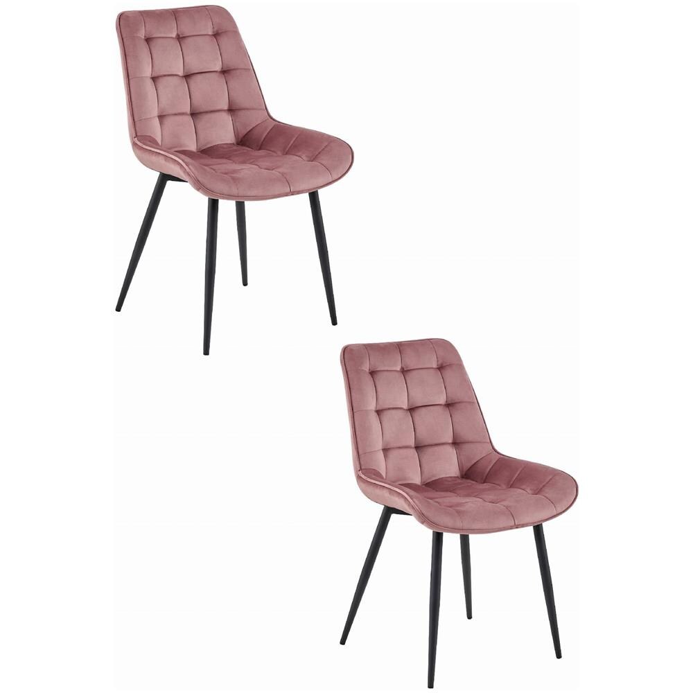 Sedia BERA - Velluto rosa scuro con gambe nere x 2 - Foto 1