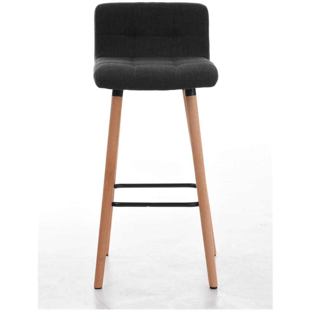 Sgabello Bar LINCOLN in Stoffa Trapuntata e Telaio in Legno di Faggio I Sgabello Alto da Cucina con Seduta 75 cm I Sedia Alta da Bancone con Schienale e Poggiapiedi Grigio Scuro - Foto 2