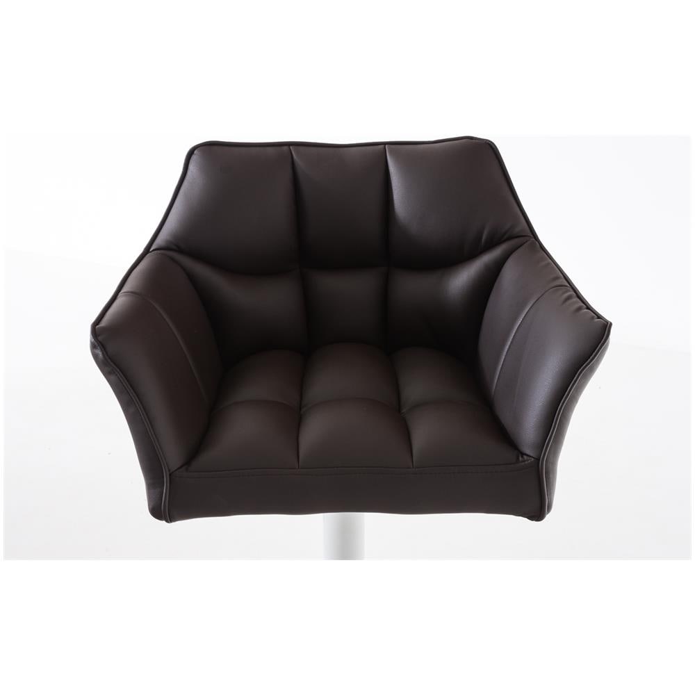 Sgabello Alto Regolabile Damaso in Similpelle I Sgabello Bancone con Braccioli E Schienale Imbottiti E Poggiapiedi, H 58-83 CM Marrone Bianco - Foto 5