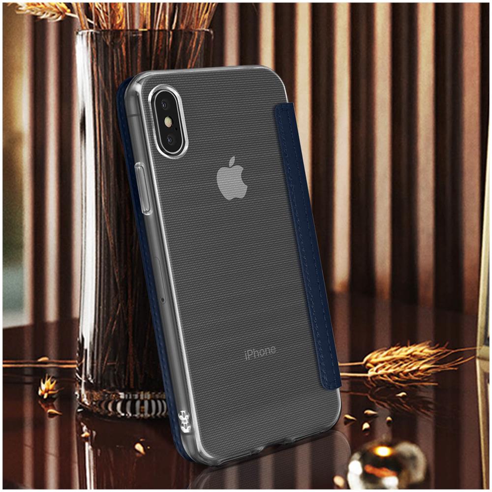 Custodia Apple Iphone Xs Max Copertina Con Specchio Integrato - Blu - Foto 2