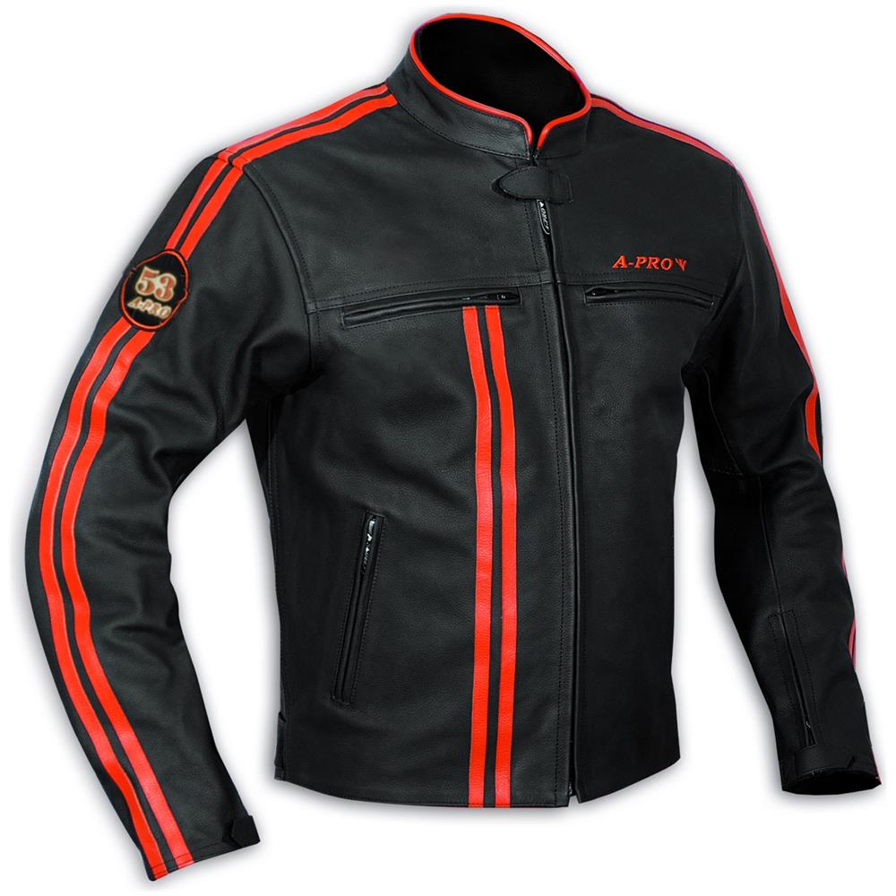 Giacca Moto Pelle Protezioni Omologate Custom Naked Vintage Retro' Arancione 3xl - Foto 1