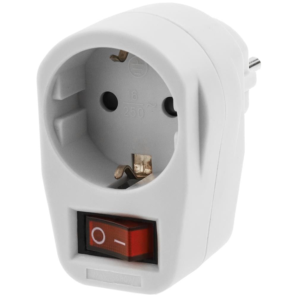 BEMATIK - Spina Schuko Bianca 220VAC Con Interruttore