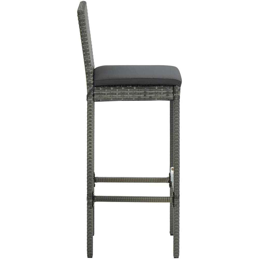 Set Da Bar Da Giardino 5 Pz Con Cuscini In Polyrattan Grigio - Foto 8