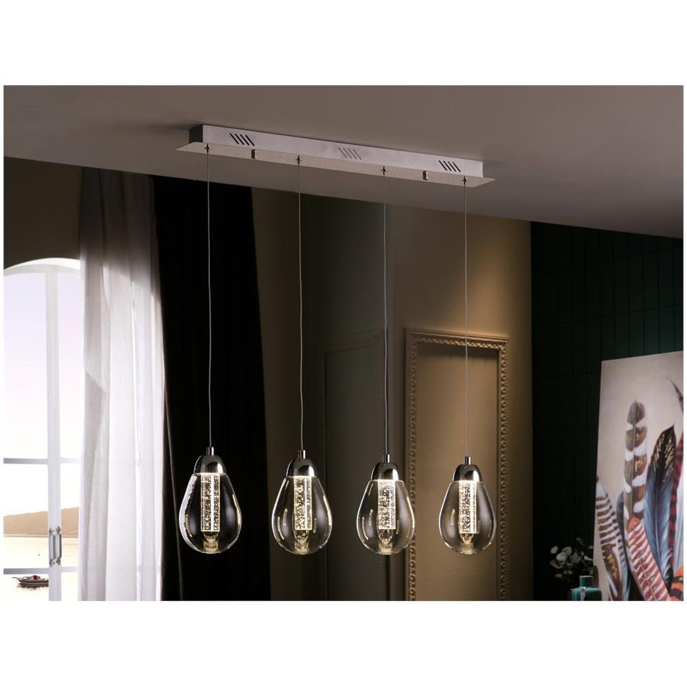 Sospensione A Soffitto Con Barra Di Cristallo A Led Integrata A 4 Luci Cromata - Foto 1