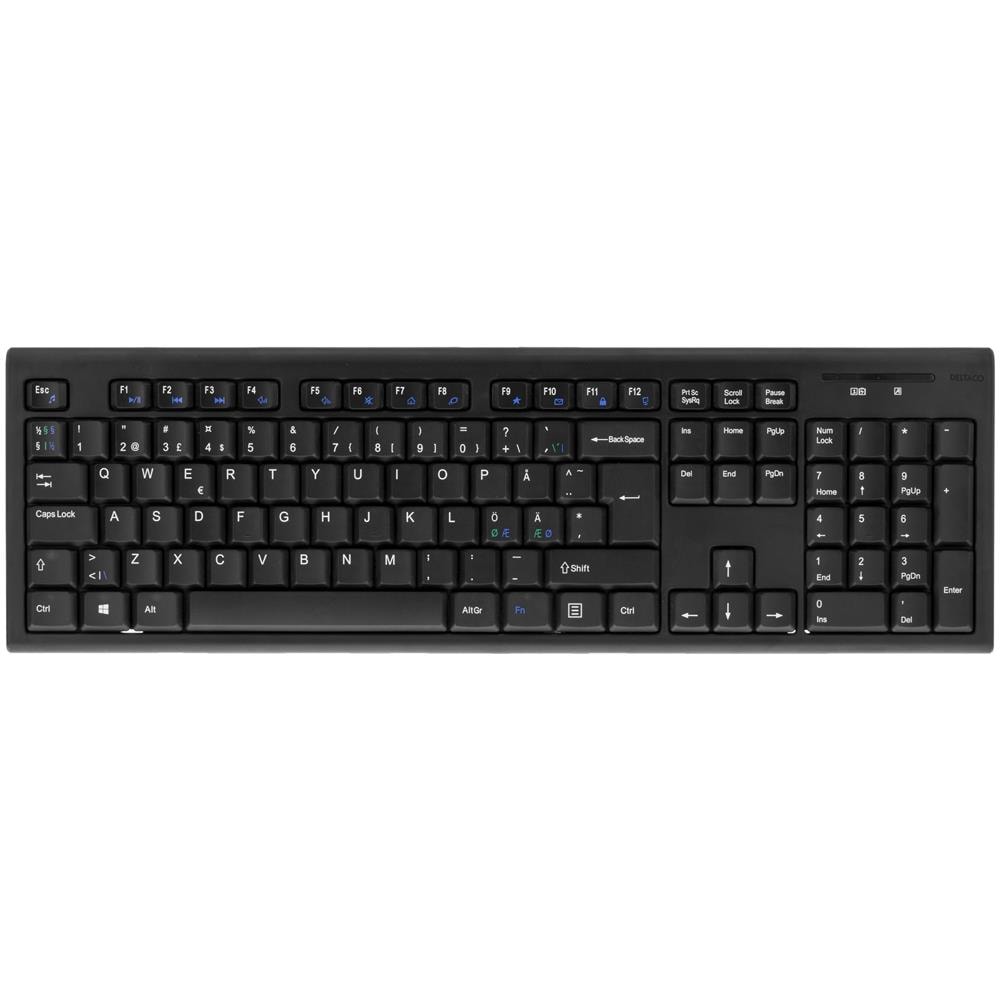 Tastiera Wireless Deltaco, Layout Nordico, Usb, 10 M, Nera - Foto 2