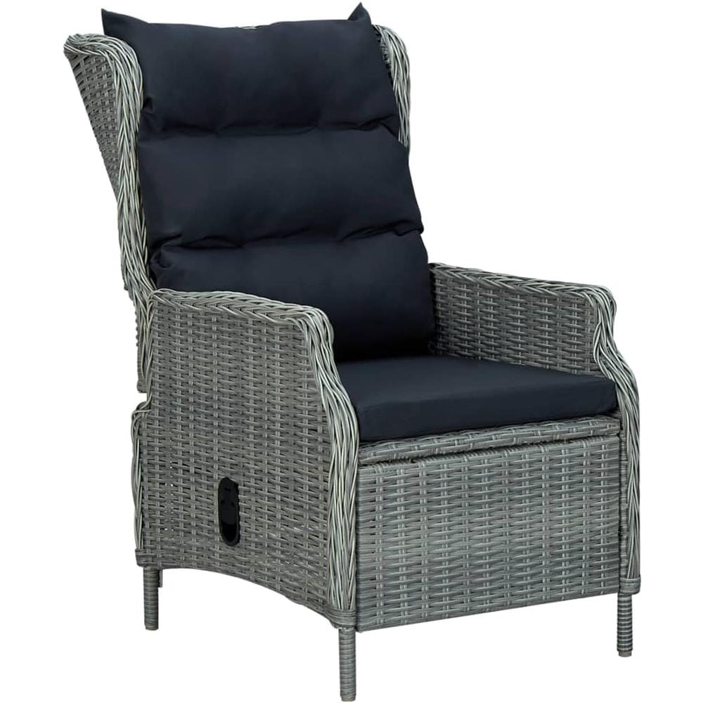 Sedia Giardino Reclinabile Cuscini In Polyrattan Grigio Chiaro - Foto 1