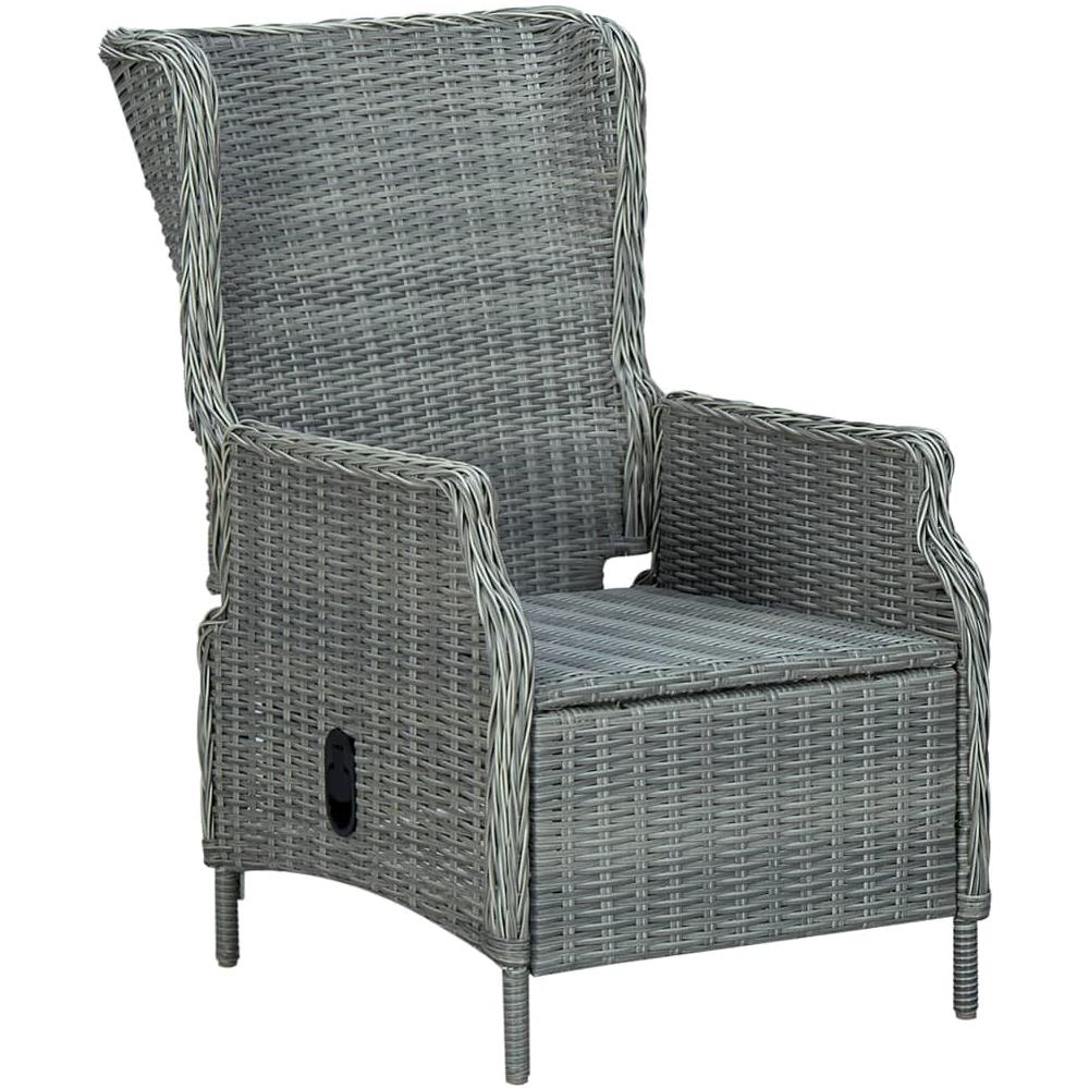 Sedia Giardino Reclinabile Cuscini In Polyrattan Grigio Chiaro - Foto 2