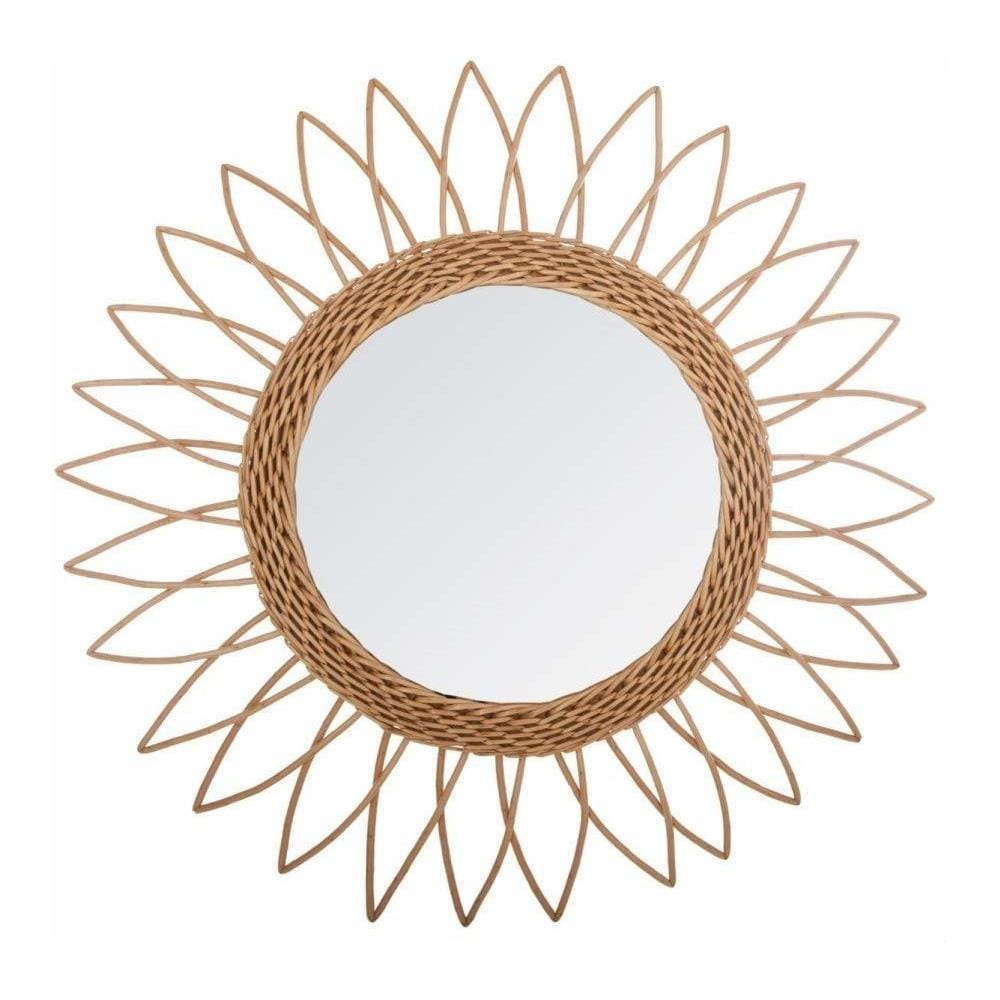 Specchio Sole A Punta In Rattan - Ø50 Cm - Beige - Foto 2