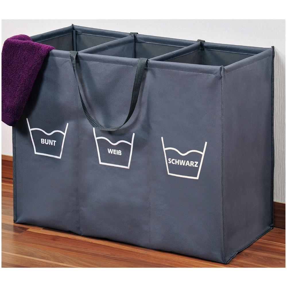 Cesto Portabiancheria Pieghevole In Grigio Con Scomparti, Grande Cesto Portabiancheria In Materiale, Cesto Da Bagno, Kesper - Foto 2