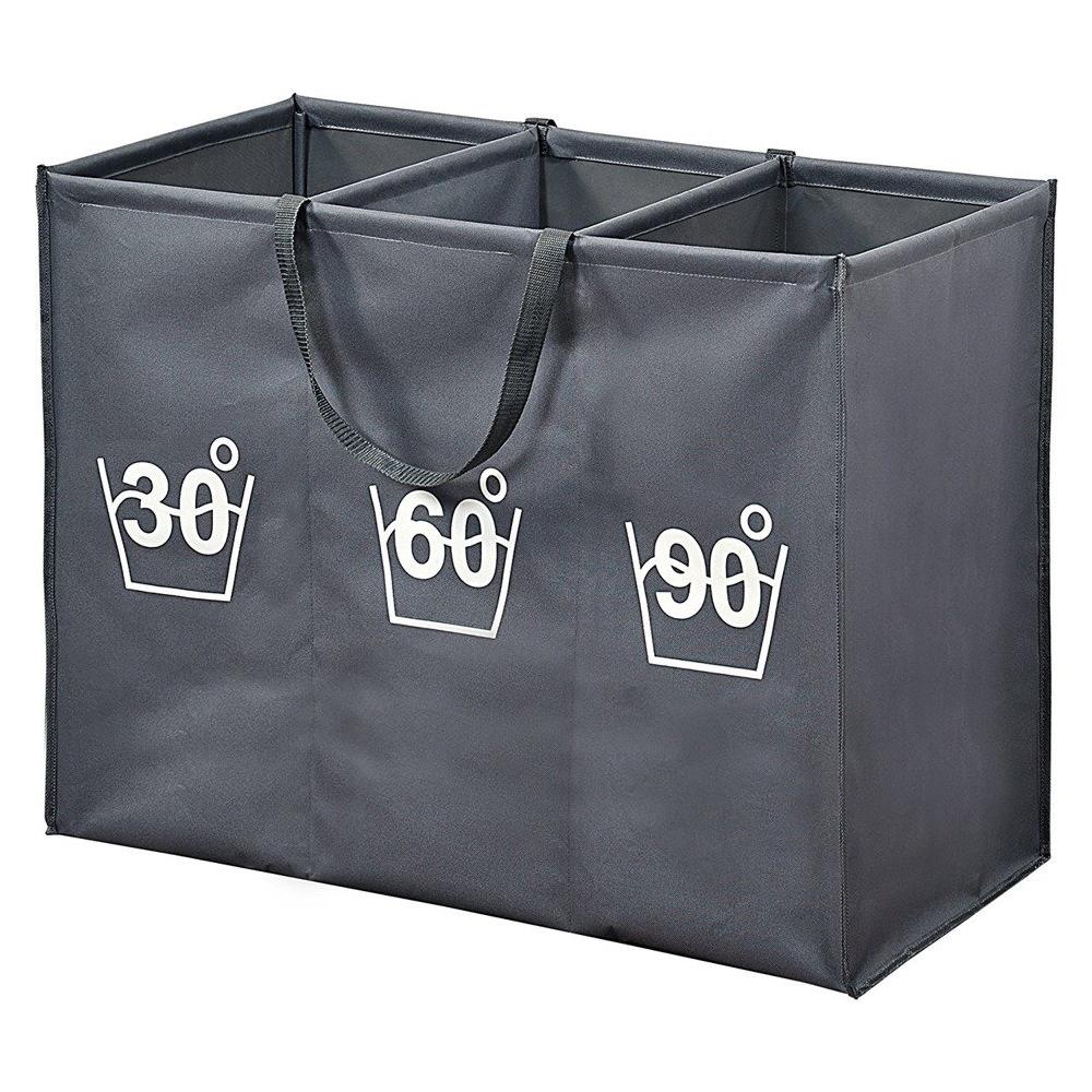 Cesto Portabiancheria Pieghevole In Grigio Con Scomparti, Grande Cesto Portabiancheria In Materiale, Cesto Da Bagno, Kesper - Foto 1