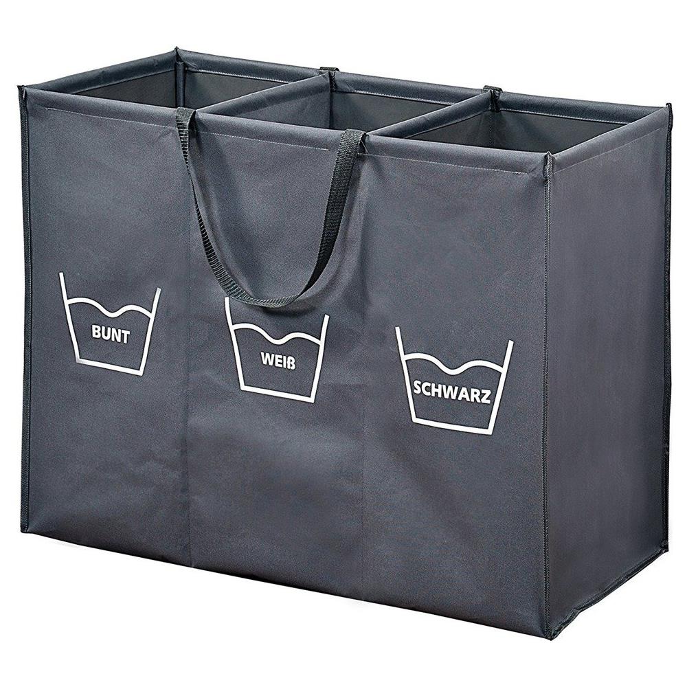 Cesto Portabiancheria Pieghevole In Grigio Con Scomparti, Grande Cesto Portabiancheria In Materiale, Cesto Da Bagno, Kesper - Foto 4