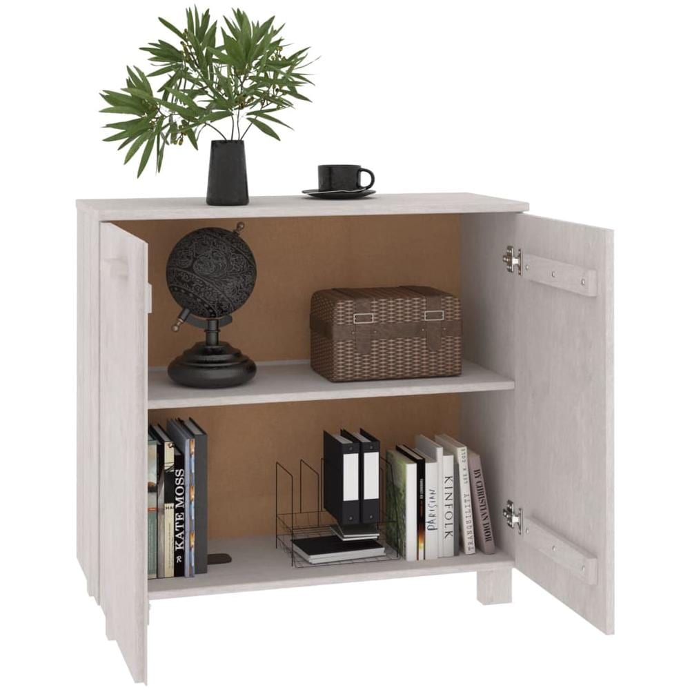 Credenza Bianca 85x35x80 Cm In Legno Massello Di Pino - Foto 3