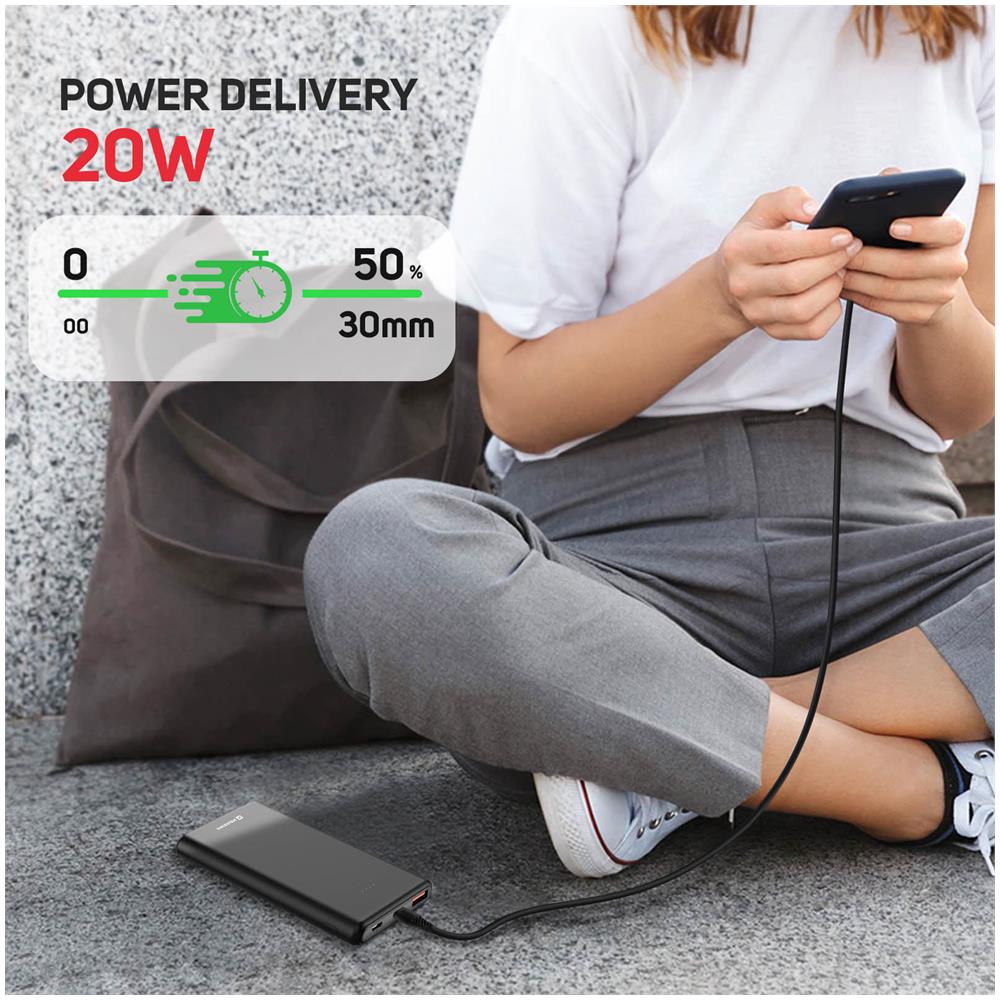 Powerbank 20w Usb-c Power Delivery E Usb Quick Charge 10000mah Nero - Foto 2