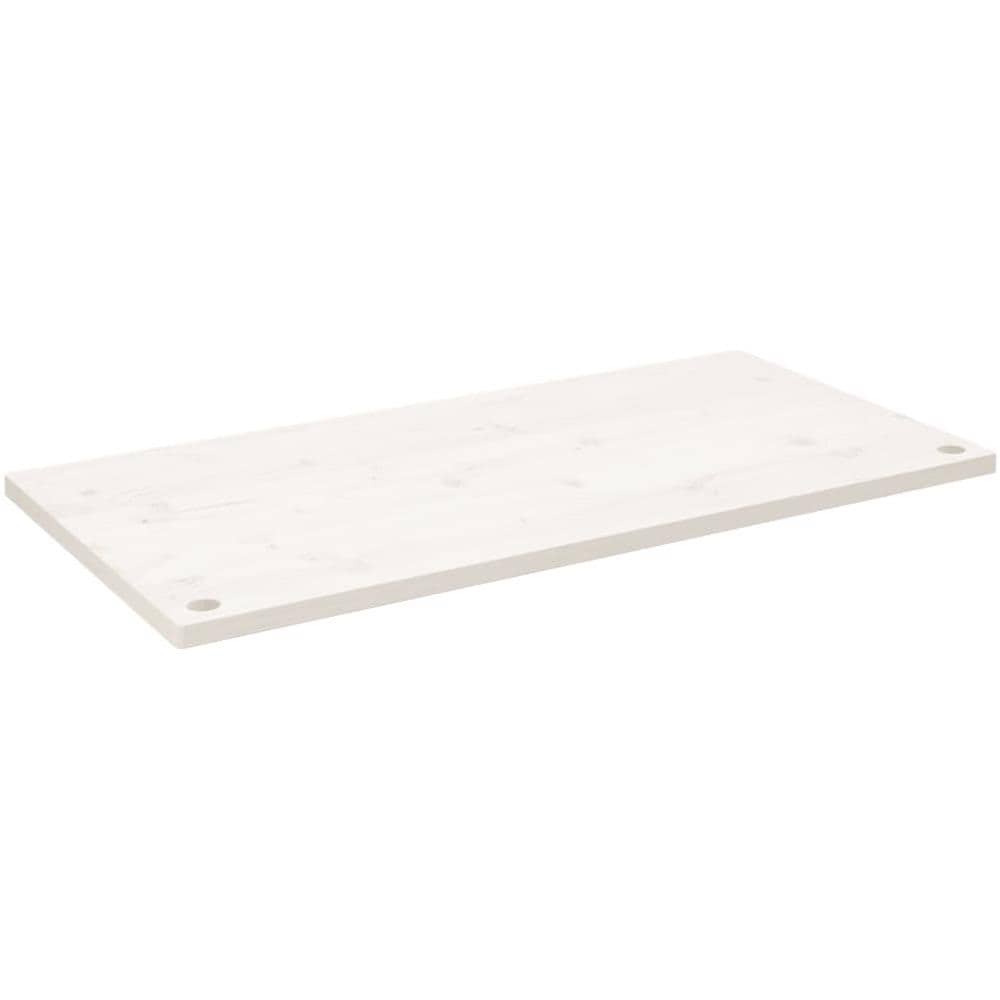 Piano Scrivania Bianco 100x60x2,5 Cm In Legno Massello Di Pino - Foto 2