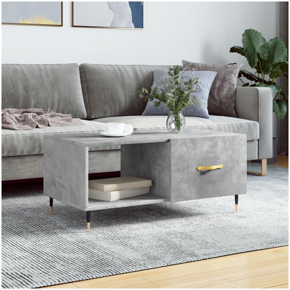 Tavolino Da Salotto Grigio Cemento 90x50x40cm Legno Multistrato - Foto 1