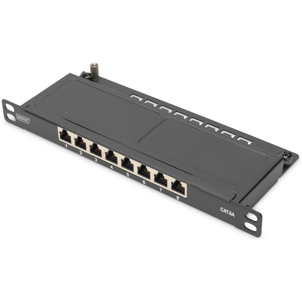Cavo patch CAT 6A, classe EA, schermato, 8 porte, 0,5U, 10", nero - Foto 1