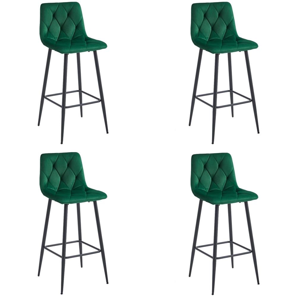 Sgabello KODA in velluto verde scuro con gambe nere x4 - Foto 1