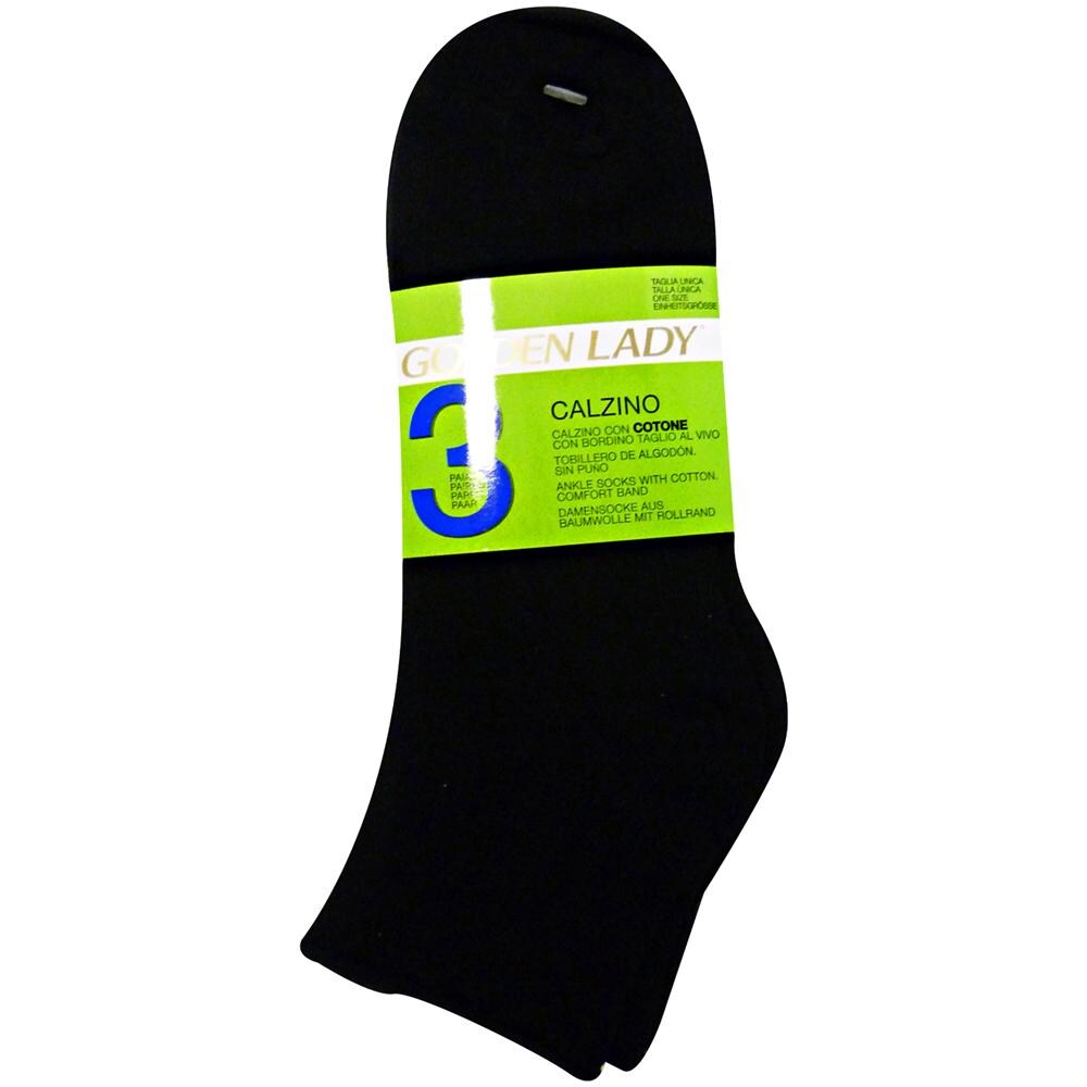 Calze Cotone Taglio Vivo Nero X 3 Paia Tg. unica 22yy - Calze - Foto 1