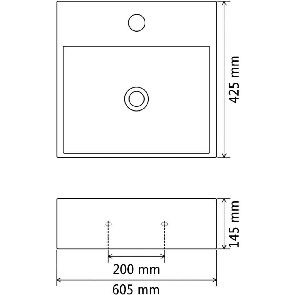 Lavandino Con Foro Rubinetto Ceramica Bianca 60,5x42,5x14,5 Cm - Foto 12