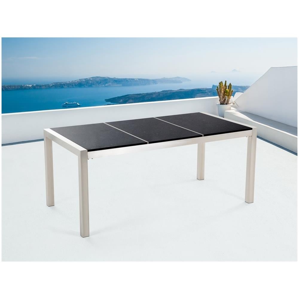 Tavolo Da Giardino In Acciaio E Basalto 180cm In Color Nero Lucido Grosseto - Foto 2