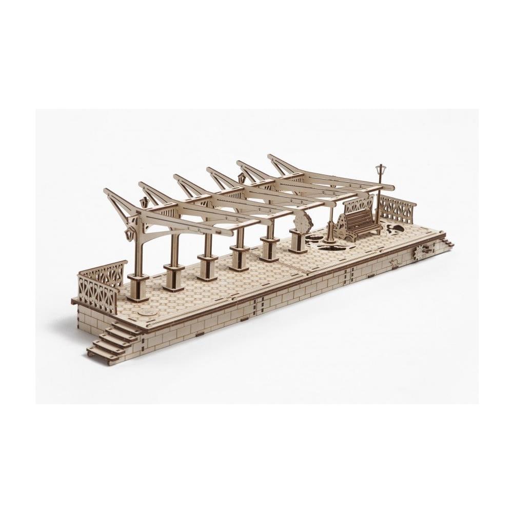 Puzzle in Legno 3D - Piattaforma Ferroviaria- 196 Pezzi - Foto 1