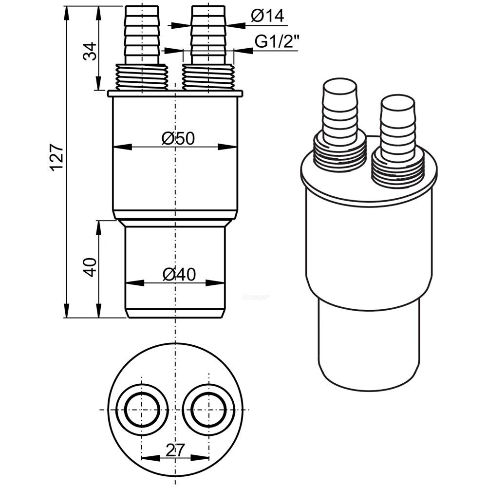 Collegamento Plastica Bianca Riduttore Per La Riduzione Dei Rifiuti 40 50xg1 2 Connettore Del Tubo Flessibile - Foto 2