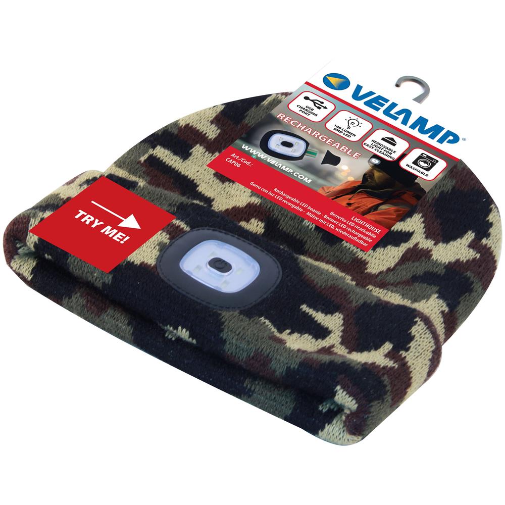 Capellino Con Luce Frontale Torcia Led Ricaricabile Mimetico - Foto 2