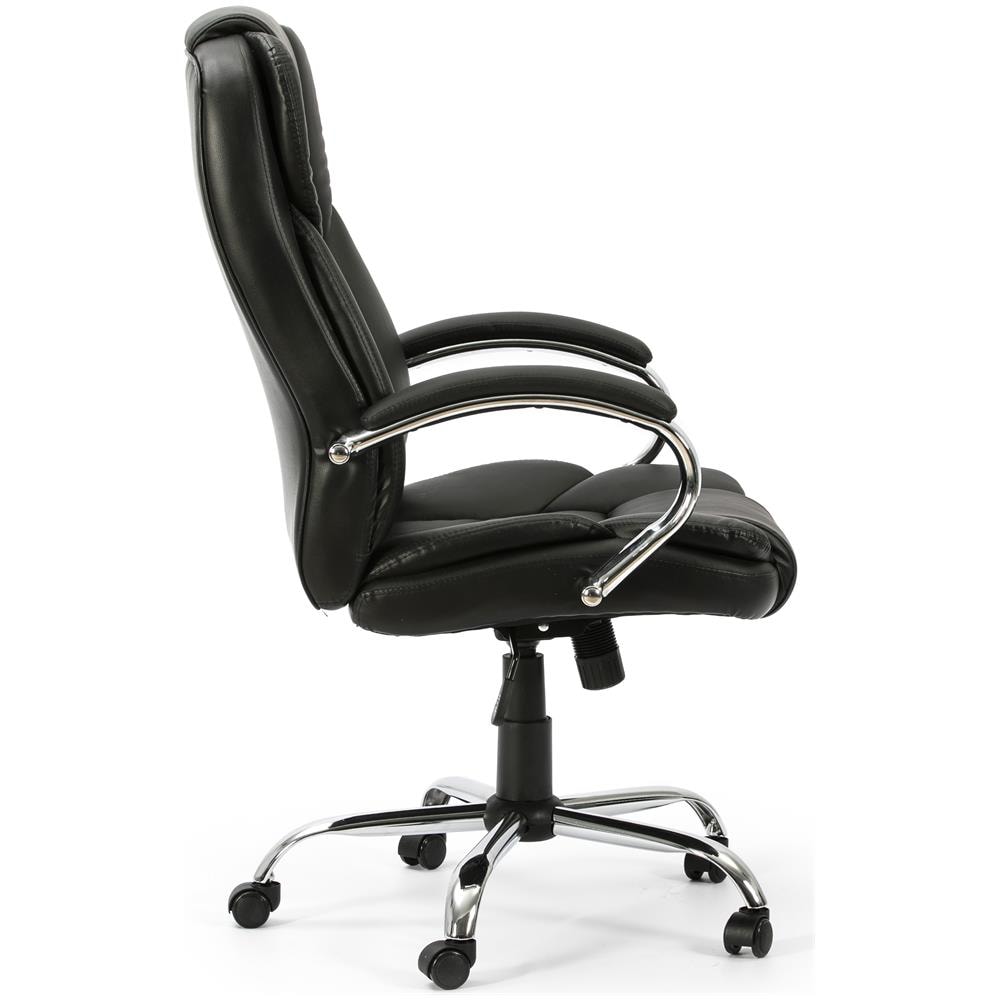 Poltrona Da Ufficio Inclinazione Regolabile In Altezza E Nixon Similpelle Imbottita, Colore Nero, Metallo Cromato. - Foto 2