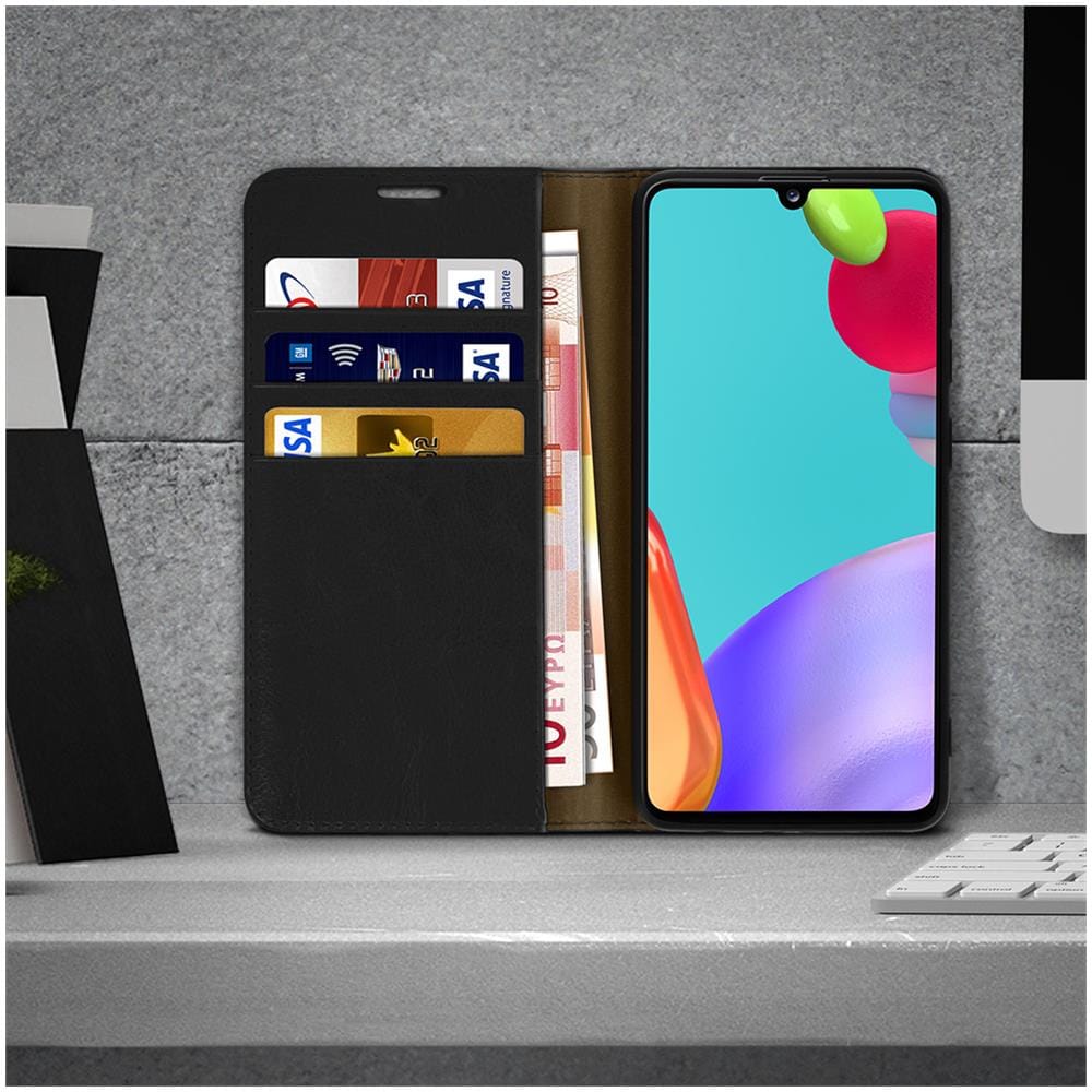 Custodia Samsung Galaxy A41pelle Portafoglio Funzione Stand - Nero - Foto 2