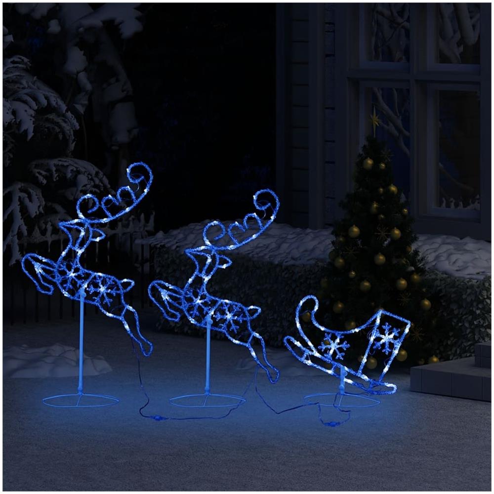 Decorazione Slitta Renne in Acrilico 260x21x87 cm Blu - Foto 2