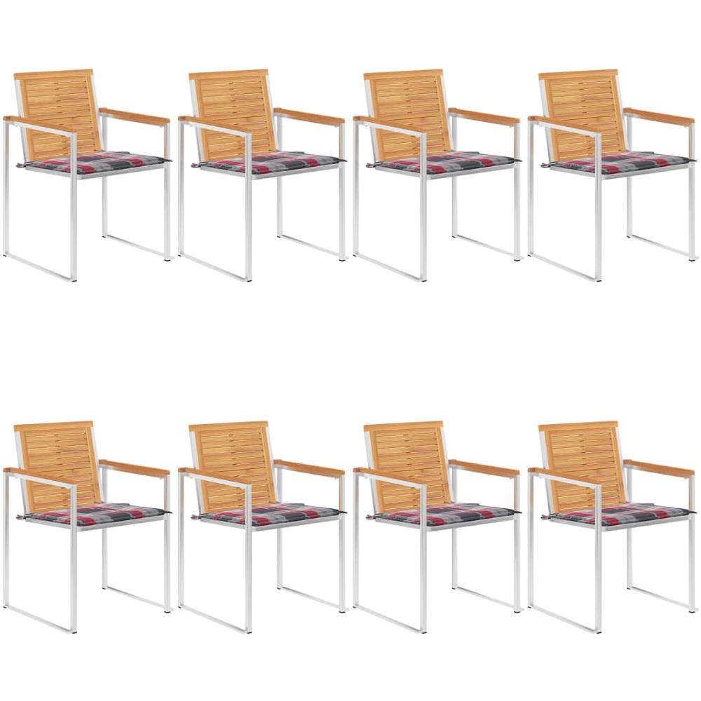 Sedie Da Giardino Con Cuscini 8 Pz In Legno Massello Di Teak - Foto 1