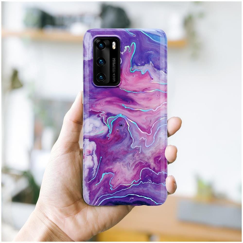 Custodia Compatibile Con Huawei P40 In Marmo Rosa Viola No. 19 - Coperchio Protettivo In Silicone Tpu Con Motivo A Mosaico - Foto 7