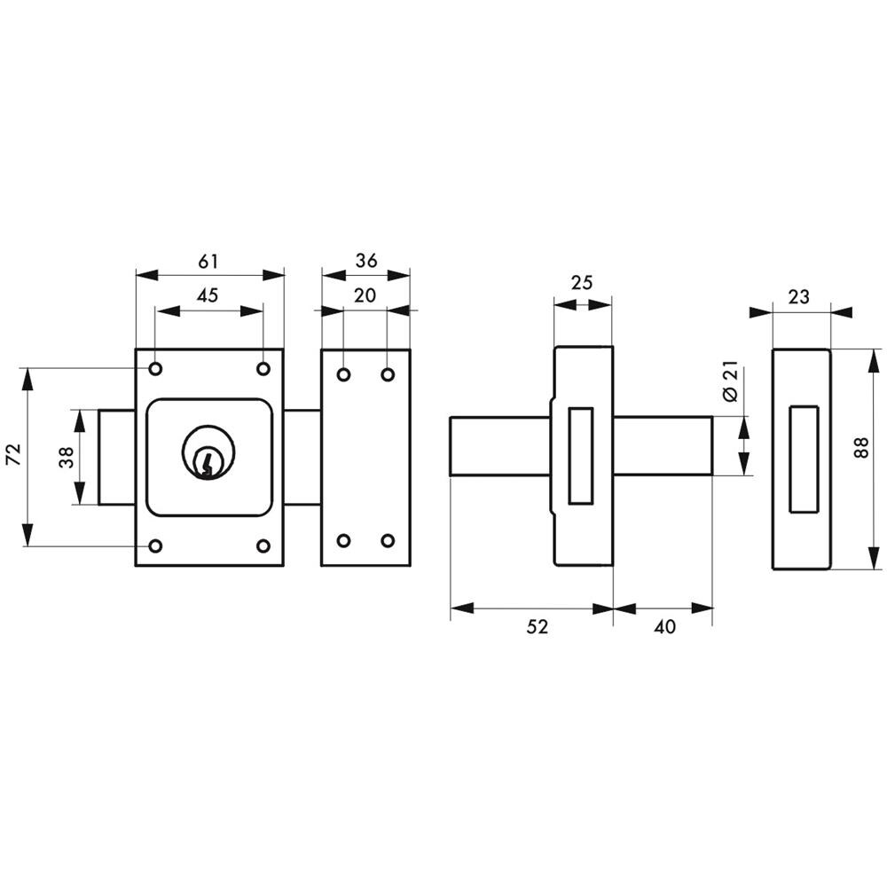 Serratura A Doppia Entrata Etendard, Cilindro 40 Mm, Acciaio, 3 Chiavi, Bronzo Epossidico - - Foto 2