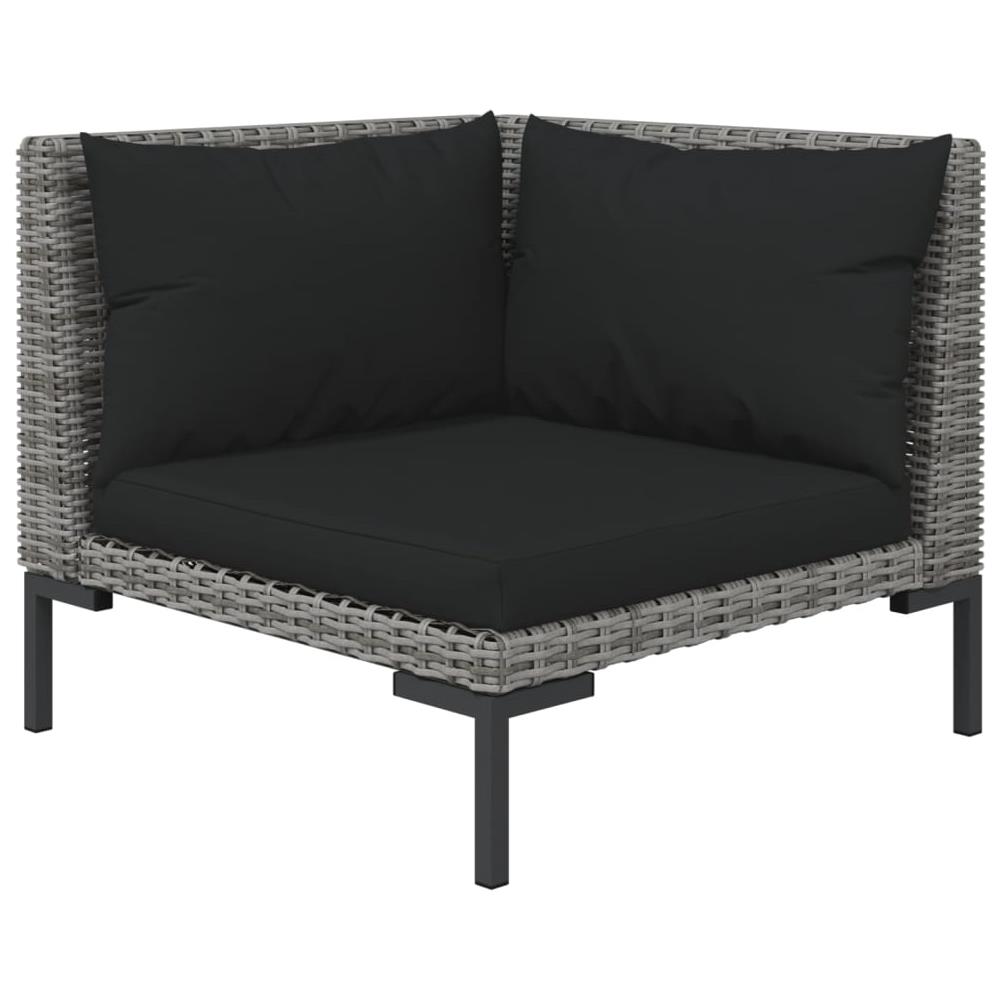 Set Divani Giardino 5 Pz Con Cuscini In Polyrattan Grigio Scuro - Foto 2