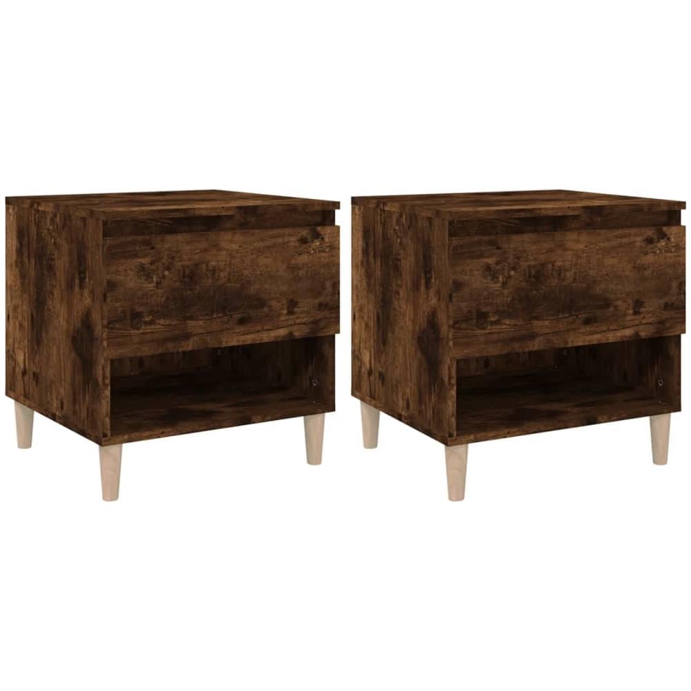 Comodini 2 Pz Rovere Fumo 50x46x50 Cm In Legno Multistrato - Foto 2