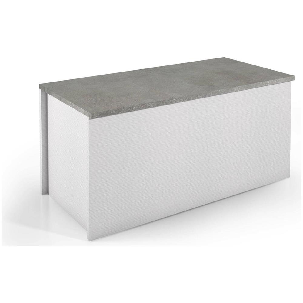 Baule Miltonia, Capiente Box Contenitore Multiuso, Cassapanca Moderna, 100% Made In Italy, 90x45h45 Cm, Bianco E Cemento - Foto 2