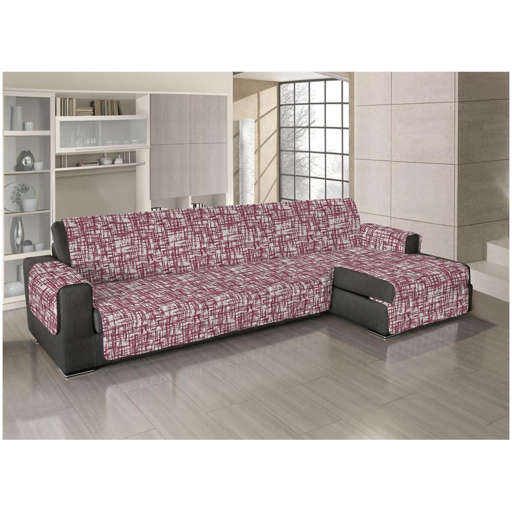 Copridivano Trapuntato Antimacchia Per Divani Con Penisola Dis. Reticolo 190-195 Cm Bordeaux - Foto 1