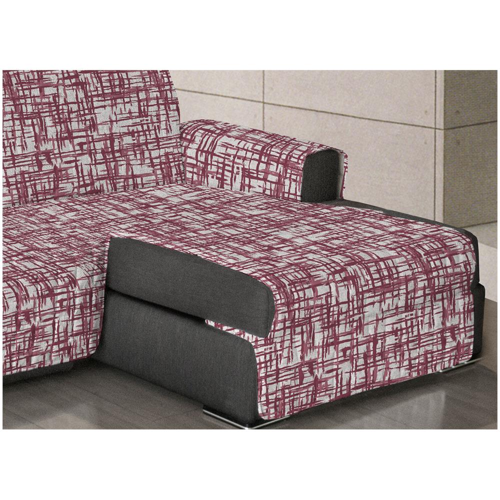 Copridivano Trapuntato Antimacchia Per Divani Con Penisola Dis. Reticolo 190-195 Cm Bordeaux - Foto 5