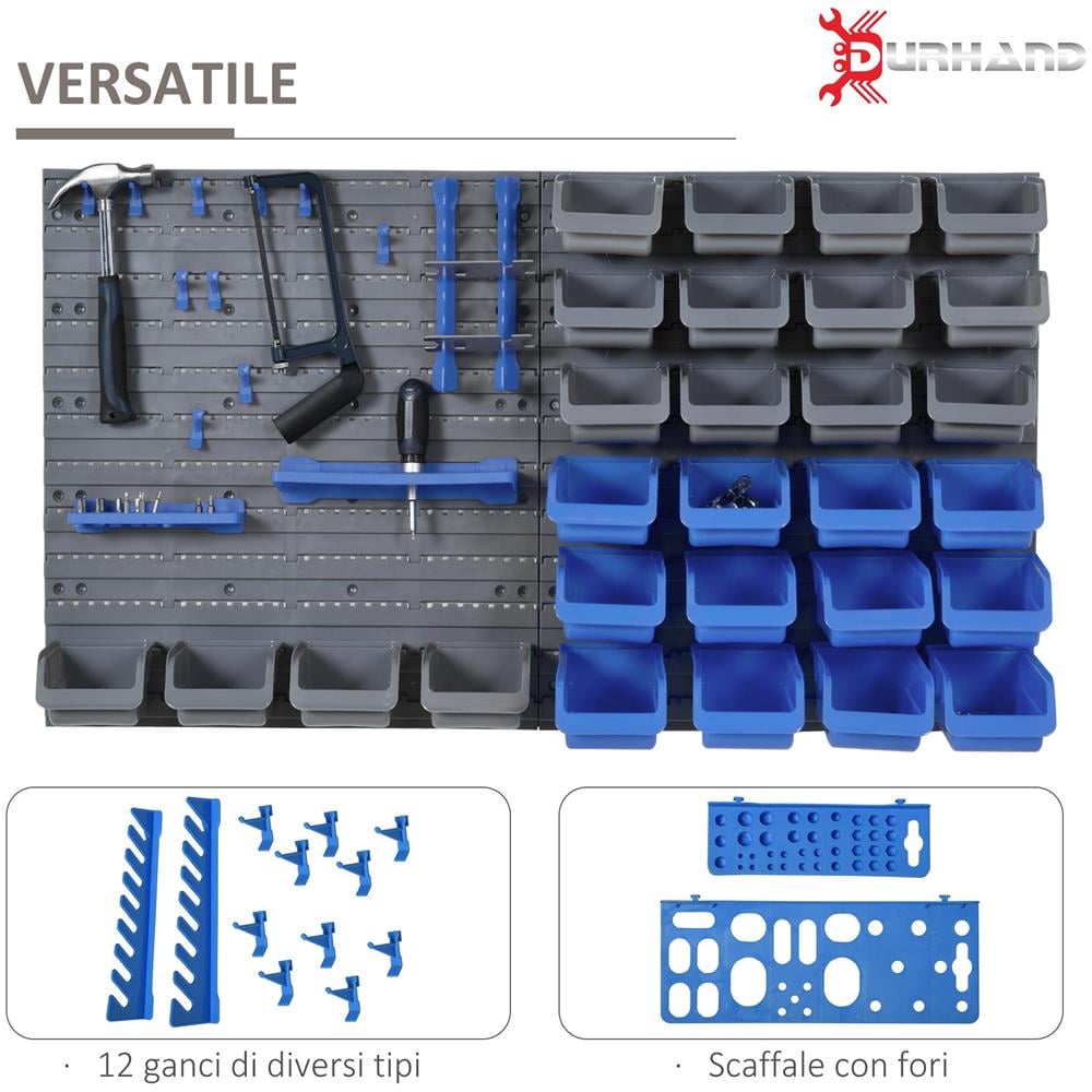 Cassetta Portautensili Da 44 Pezzi Con Scatole Regolabili e Rimovibili in PP Blu e Grigio Dimensioni: 54 x 22 x 95 cm - Foto 6