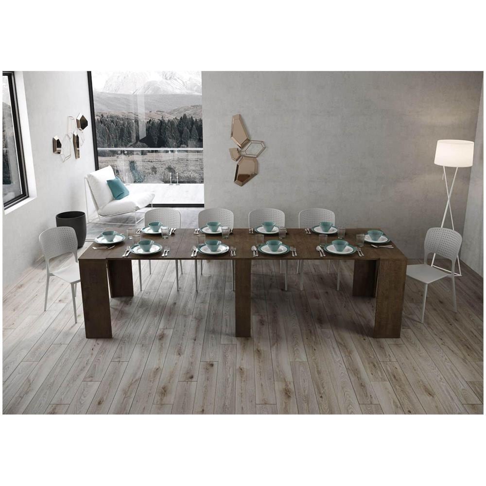 Consolle allungabile 90x48/296 cm Bakari noce - Foto 3