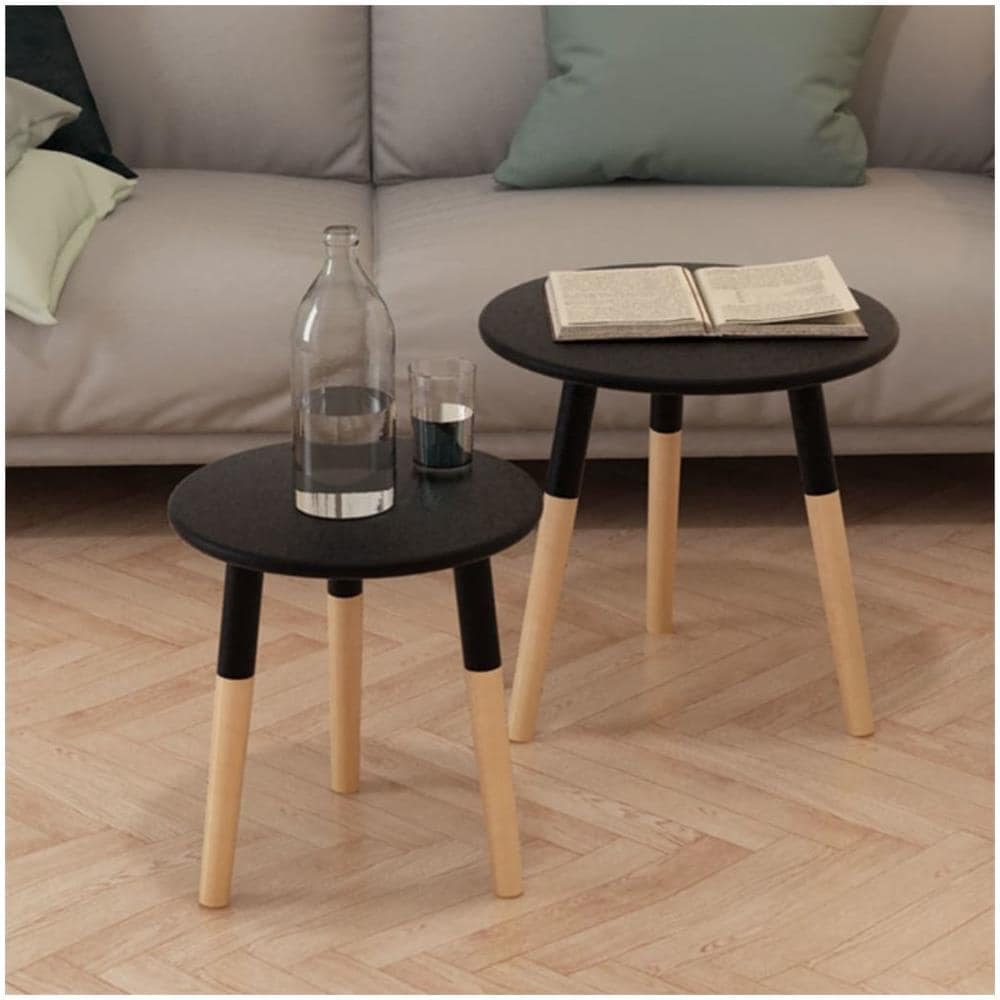 Set Tavolini 2 Pz In Legno Massello Di Pino Neri - Foto 1