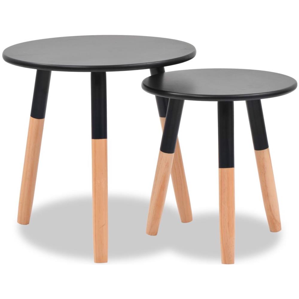 Set Tavolini 2 Pz In Legno Massello Di Pino Neri - Foto 2