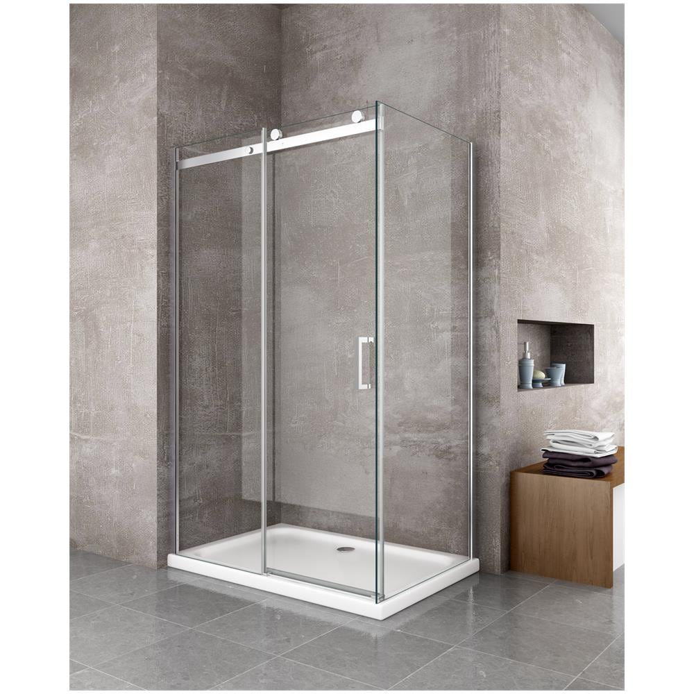 Box Doccia Angolare Reversibile Lusso Parete Fissa E Porta Scorrevole Vetro 8 Mm H. 190 (80 (77-79,5) X 120 (117,5-119)) - Foto 2
