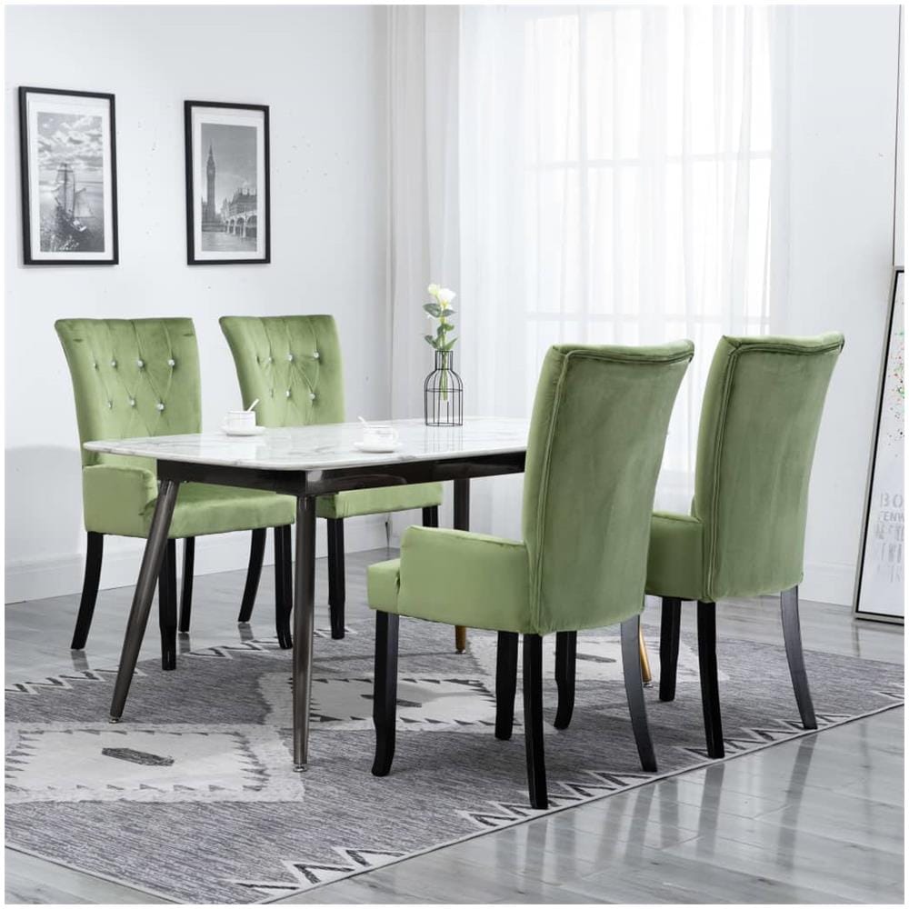 VIDAXL - Sedia Da Pranzo Con Braccioli 4 Pz In Velluto Verde Chiaro - ePRICE