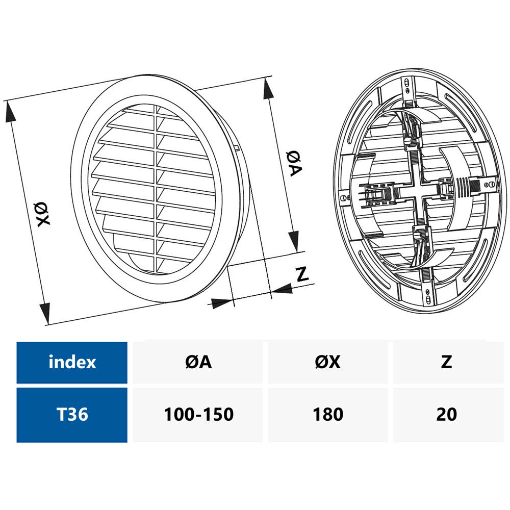 Copertura Della Griglia Di Ventilazione A Parete Con Rete Anti Insetti 100150 Mm Di Diametro Regolabile - Foto 2