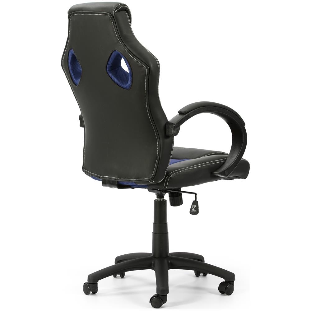 Poltrona Da Ufficio In Altezza E Inclinazione Regolabile Hamilton Blu Rivestita In Similpelle - Foto 2