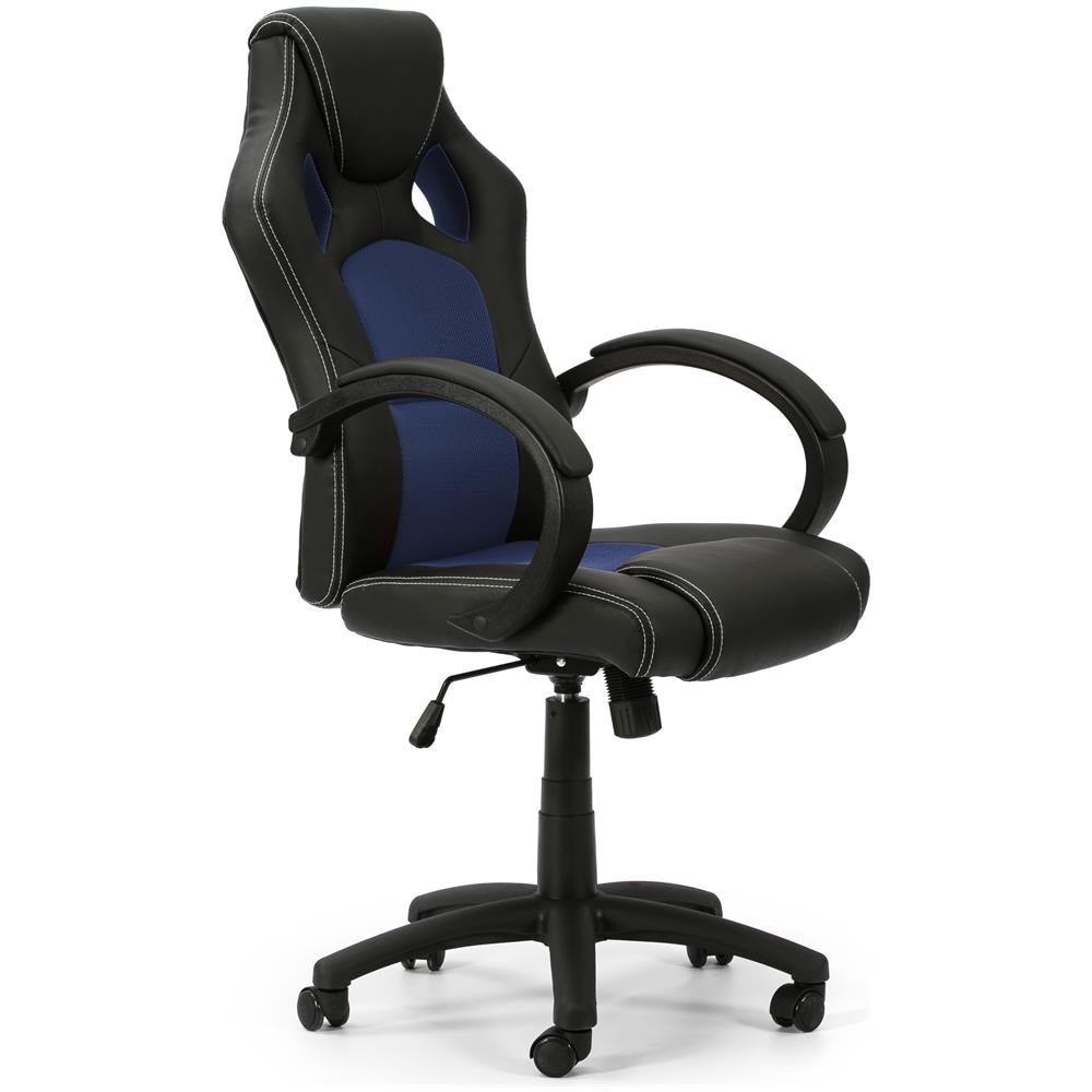 Poltrona Da Ufficio In Altezza E Inclinazione Regolabile Hamilton Blu Rivestita In Similpelle - Foto 1