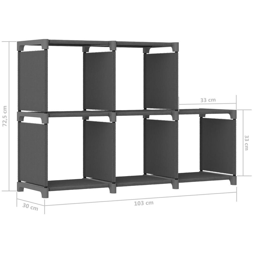 Mensola Con 5 Vani A Cubo Grigia 103x30x72,5 Cm In Tessuto - Foto 8