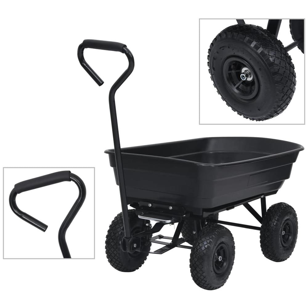 Carrello Manuale Ribaltabile da Giardino 300 kg 75 L Nero - Foto 1