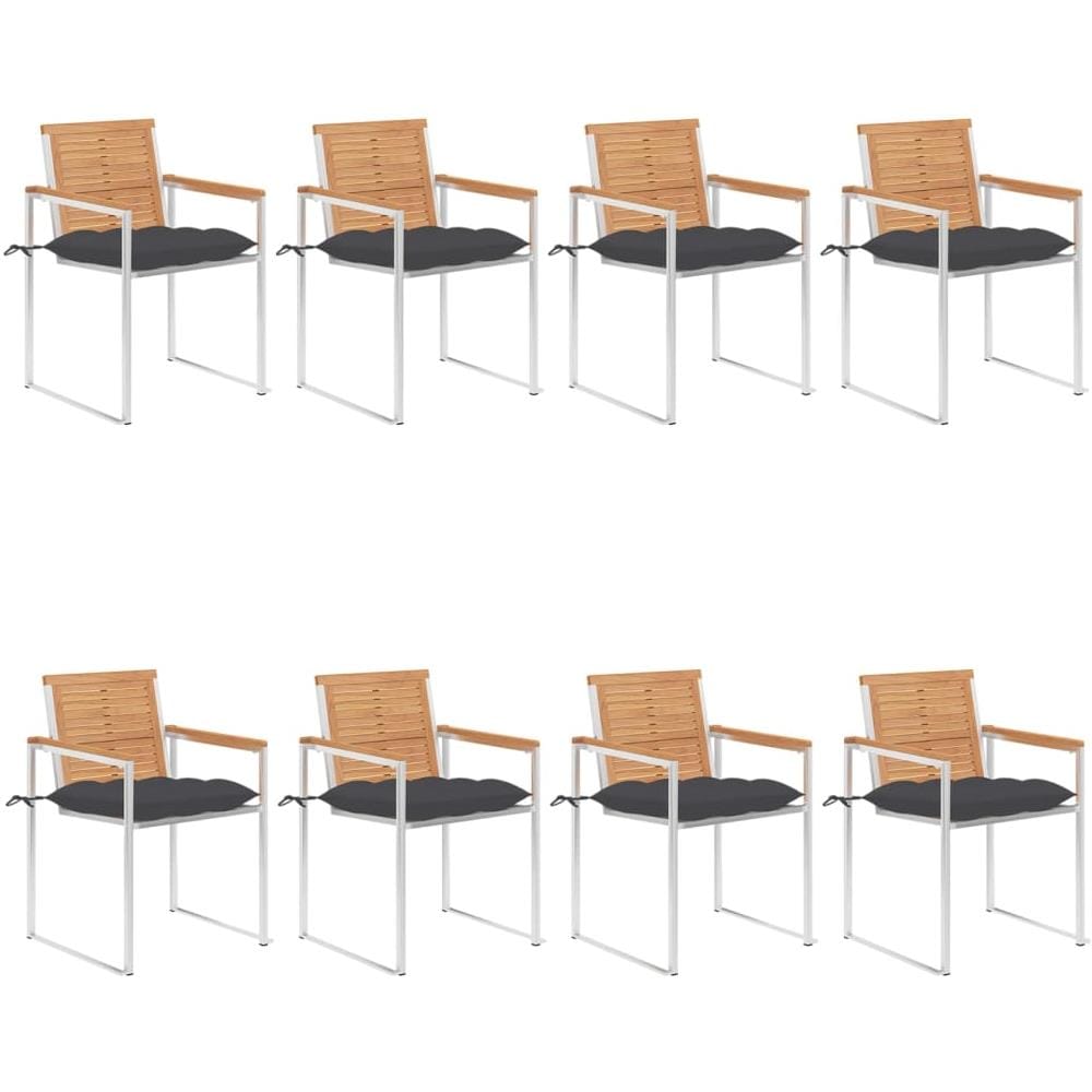 Sedie Da Giardino Con Cuscini 8 Pz In Legno Massello Di Teak - Foto 1